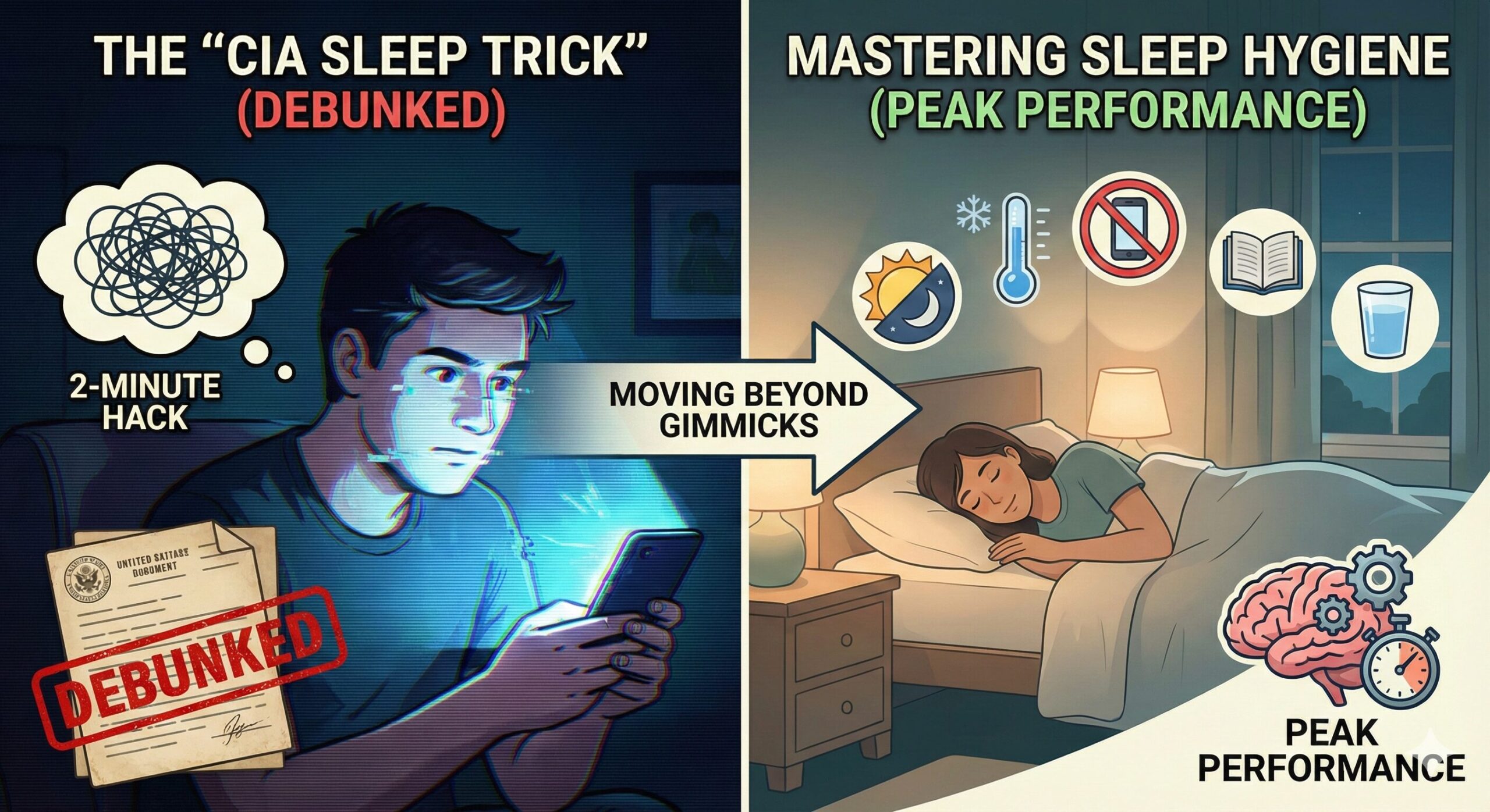 The ‘CIA Sleep Trick’ Debunked: Mastering Sleep Hygiene for Peak Performance