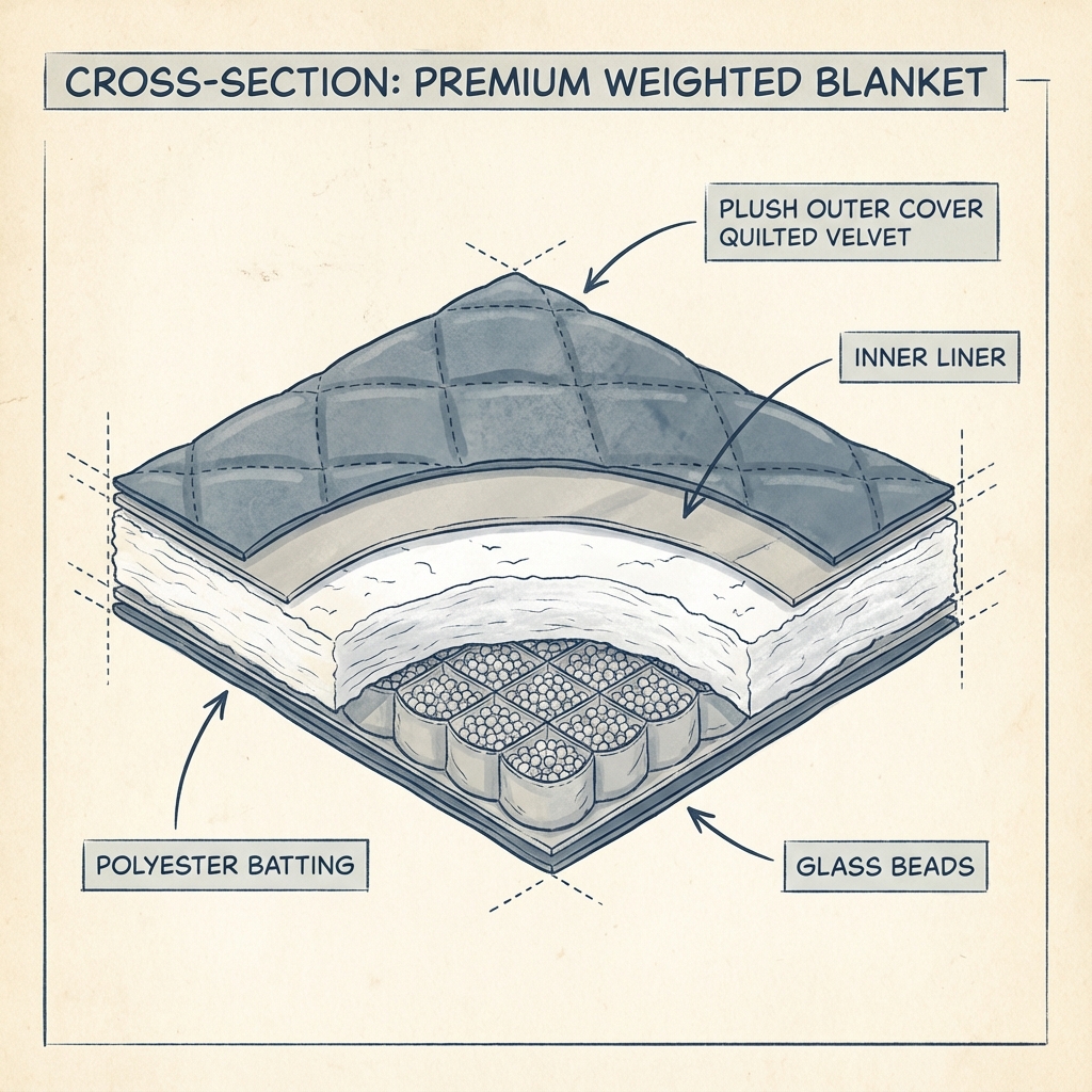 Cross-section of weighted blanket layers